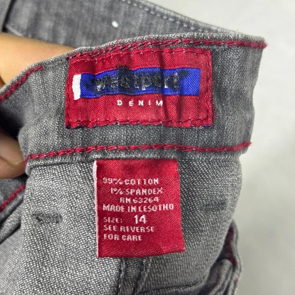 Westport Womens Bootcut Leg Jeans Gray Denim Stretch Zipper Fly 5-Pocket Size 14